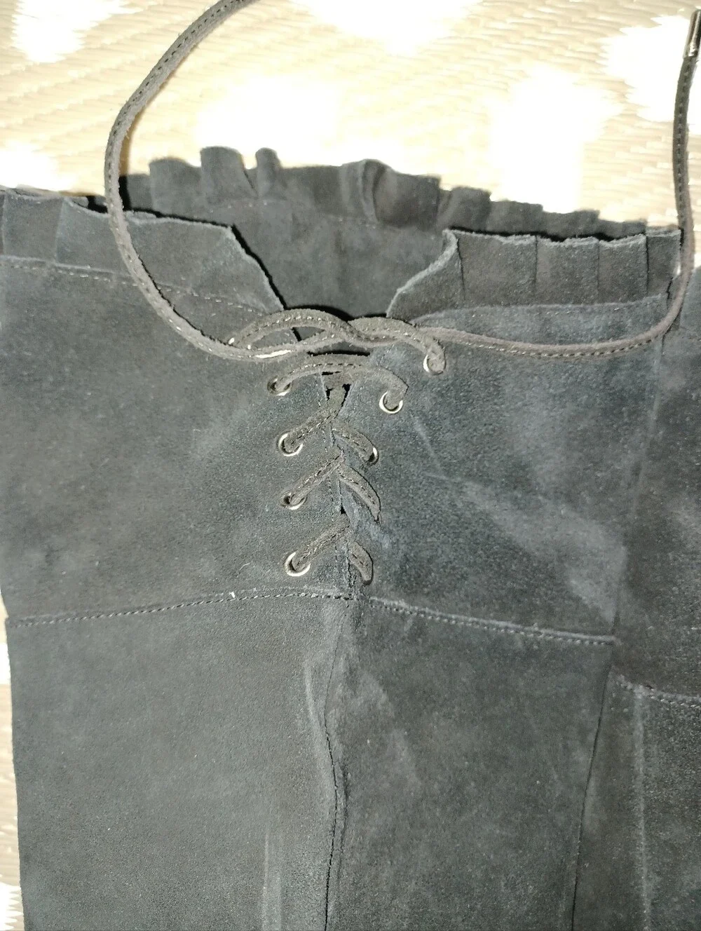 Women’s Black Suede Knee-High Heeled Boots
